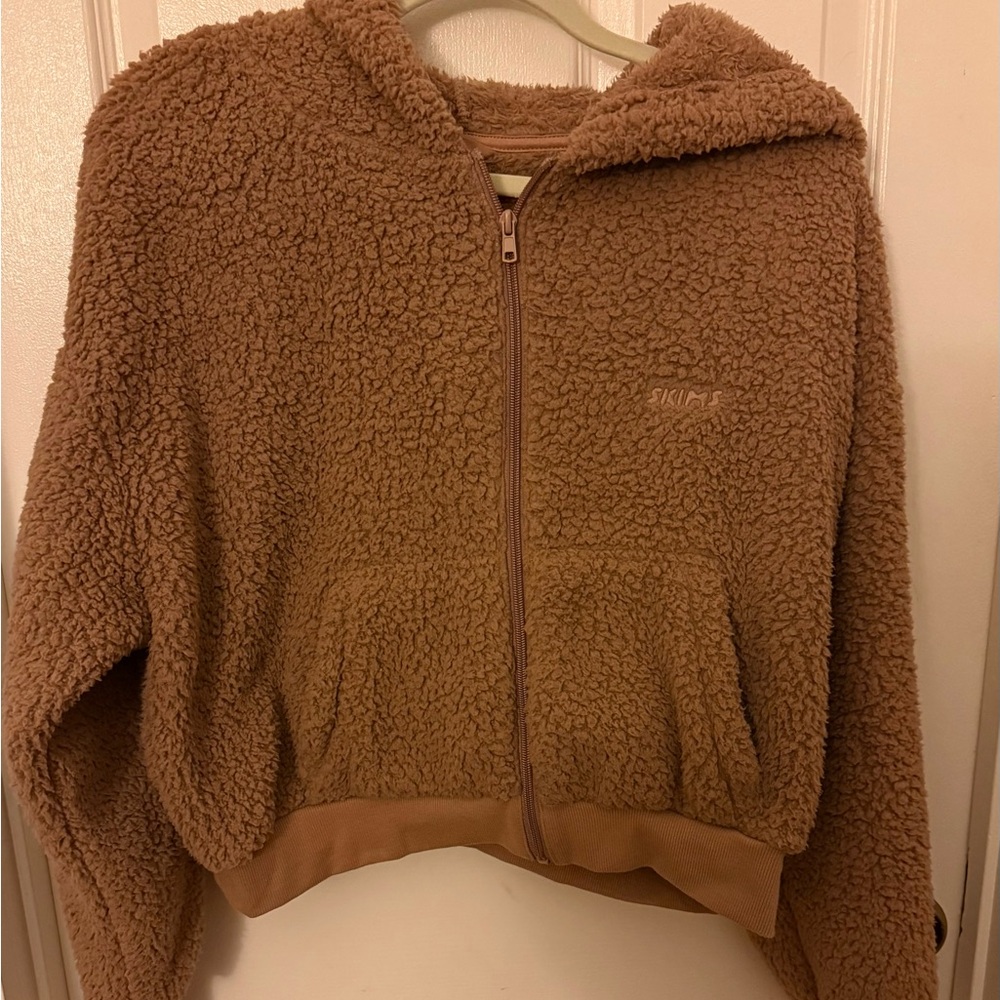 SKIMS Kids Brown Sherpa Puffer Jacket